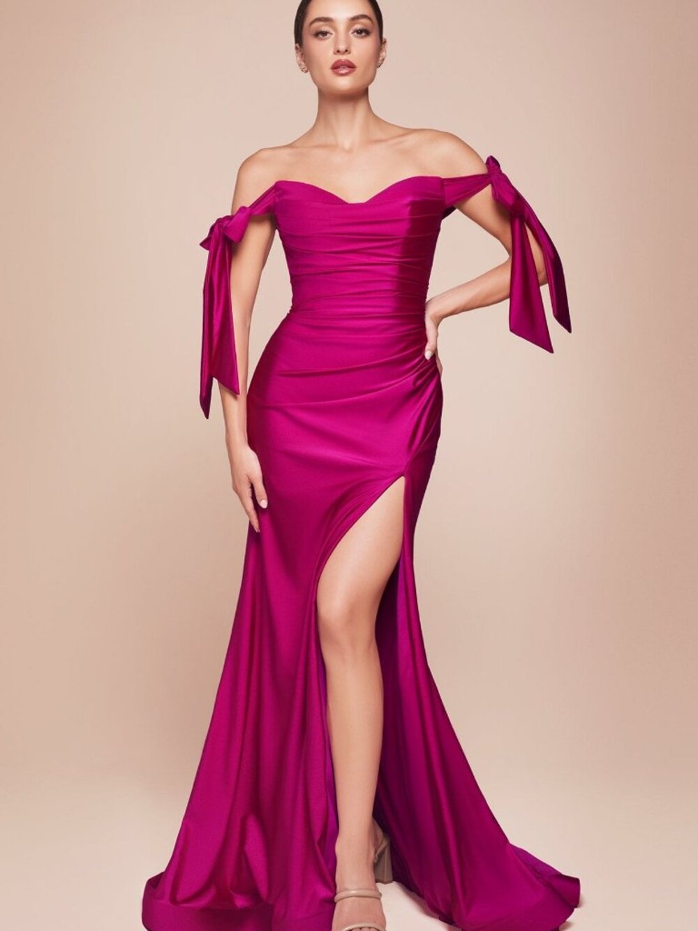 NEW MAGENTA Evening Gown Floor Length Formal Elegant Stunning CD943